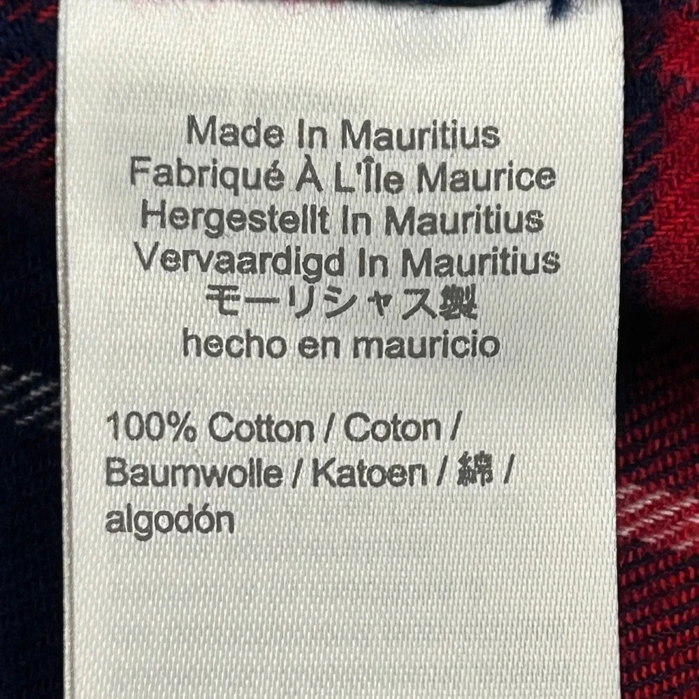 J Crew Mens Flannel Shirt Sz M Button Up Red Navy Plaid Heritage Classic Country